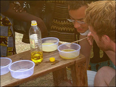 Brian, Bryn and the Living Compassion women working on the soap experiment.