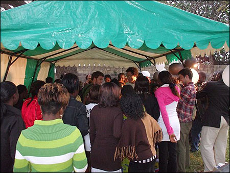 In the bridal tent. Can you spot the musungu dancers?