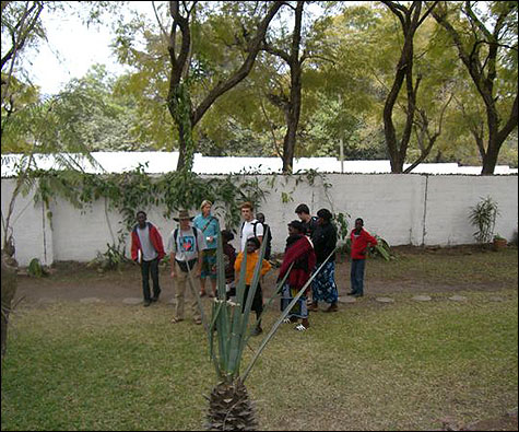 Leaving the guesthouse to walk into town.