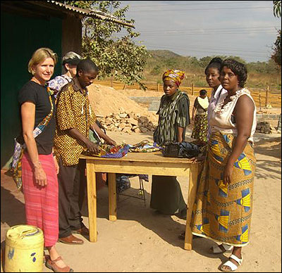 Tracey meeting with the sewing team.