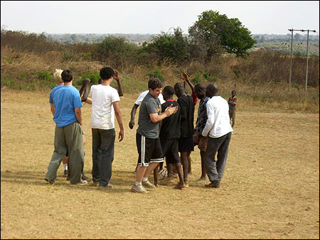 The players congratulate each other.