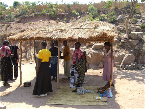 Some of the team showing us a new shade structure they built.