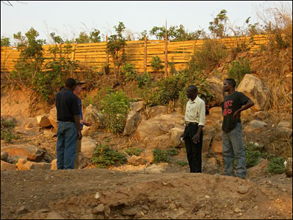 Scoping out the location for the water tank.