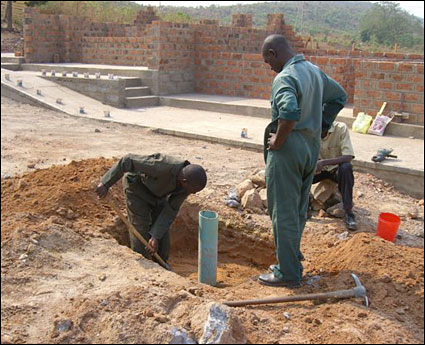 Creating a space around the well itself.