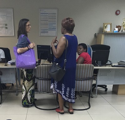 Jen, Theresa and Martha filling out the last forms 