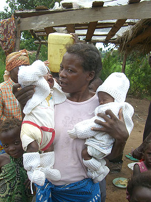 The newborn twins and their mom.