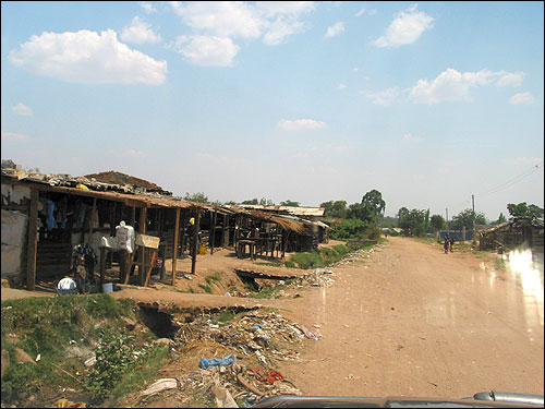 Drainage ditch filled with garbage